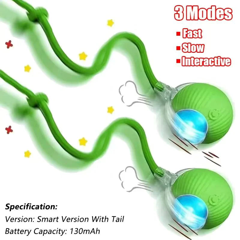 New Cat Interactive Ball Toy Automatic Rolling Ball Faux Tail Rechargeable Smart Pet Electric Toy Dog Cat Training Imitate Mouse