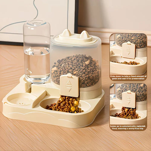 2-in-1 Gravity Pet Feeder and Water Dispenser, Clear Design
