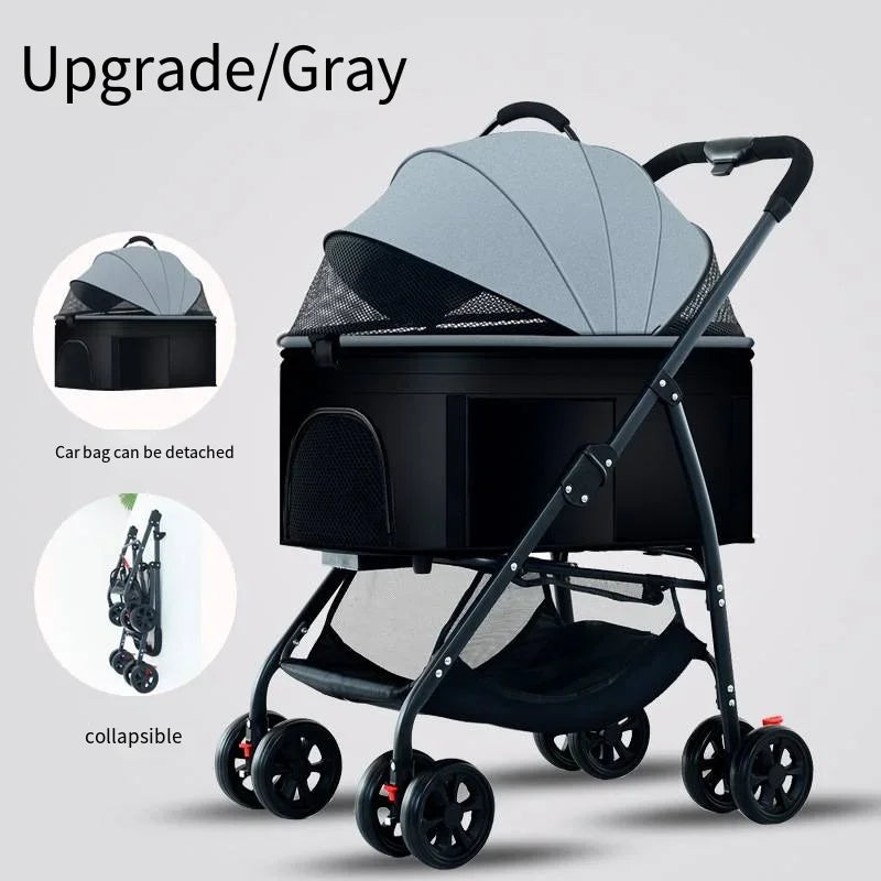 3-in-1 Foldable Pet Stroller for Small & Medium Dogs and Cats