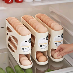 Egg storage box – Stable plastic, 4-layer automatic dispenser for refrigerator organization