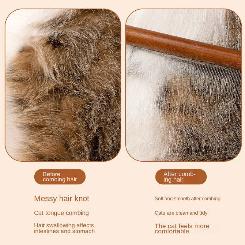 Wooden Handle Cat Grooming Comb – Styles A, B, C or Set