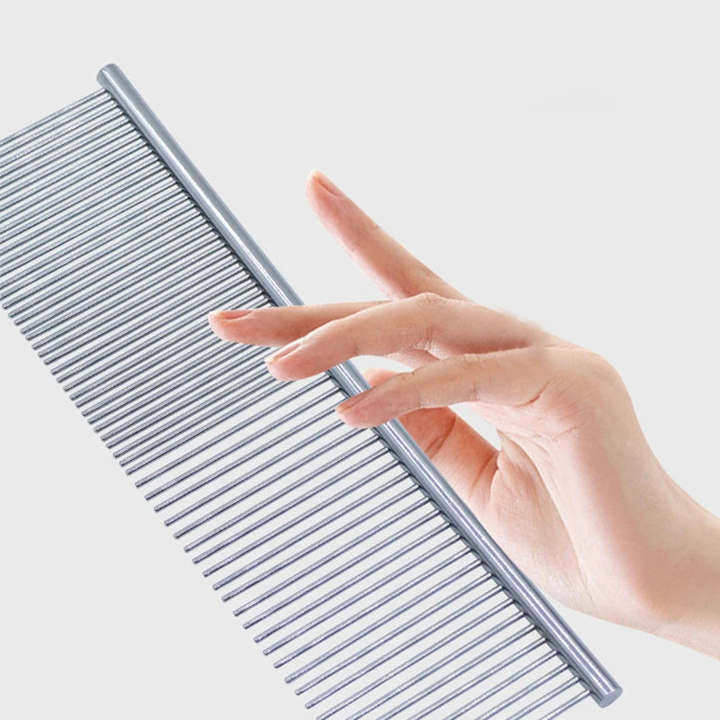 Stainless Steel Pet Grooming Comb Pet Dematting Comb for Dogs and Cats Gently Removes Loose Undercoat Flea Comb