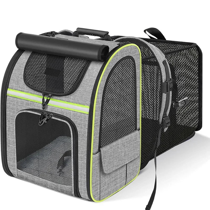 Cat Carrier Dog Backpack Expandable Large Portable Breathable Rucksack with Front Opening Mesh Window Pockets