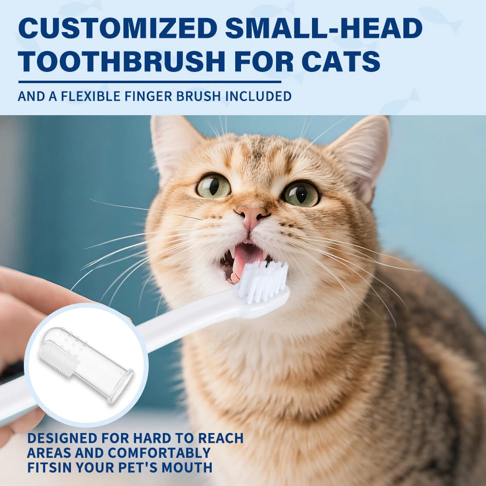 30g Pet Toothpaste with Toothbrush & Finger Brush Tartar Remover Plaque Control, Fresh Breath Dental Care Kit for Dogs & Cats