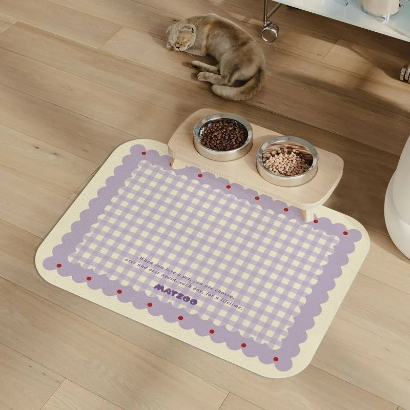 Checkered Non-Slip Rubber Pet Feeding Mat, 3 Sizes
