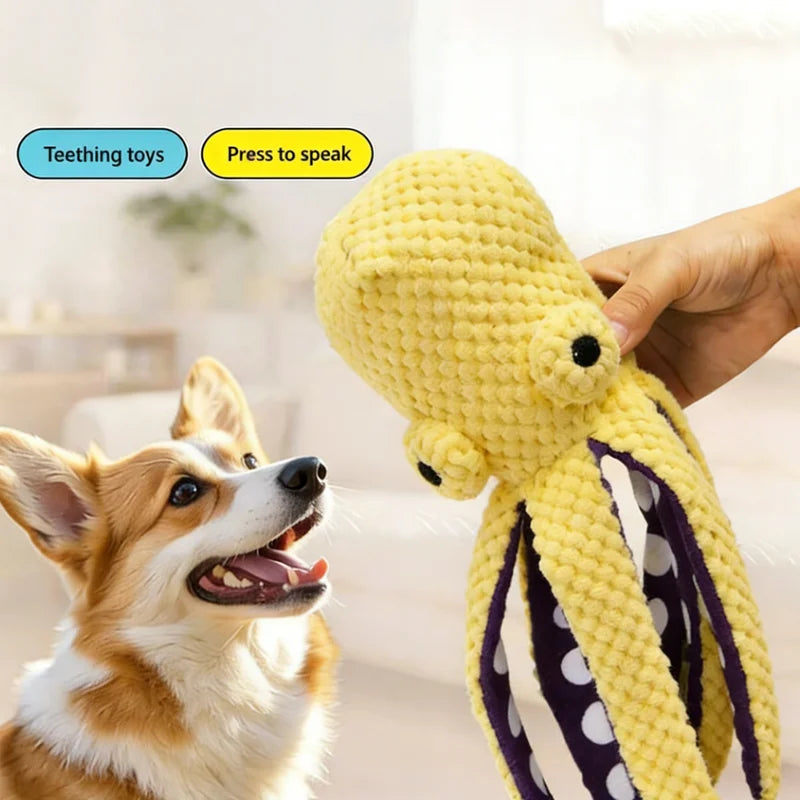 Squeaky Fleece Octopus Toy for Small & Large Dogs