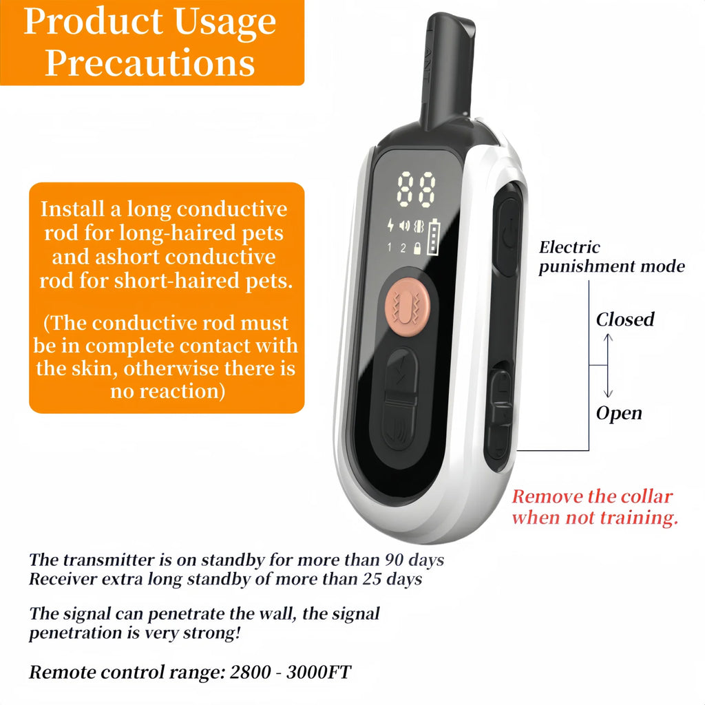Electric Dog Training Collar Waterproof Dog Bark Collar Pet With Remote Control Rechargeable Anti Barking Device All Size Dogs