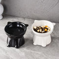 2 Piece Set - Elegant Black/Pure White Elevated Pet Bowl Elevated Anti Slip Wide Bottom Plastic Material Suitable Cats and Dogs