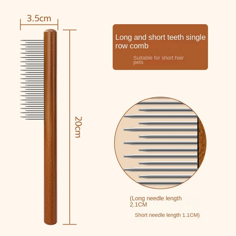 Wooden Handle Cat Grooming Comb – Styles A, B, C or Set