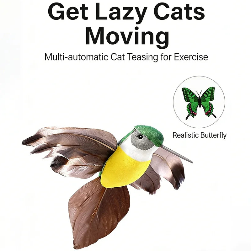 1PCS Electric Butterfly Cat Toy Shake Rotating Flying Automatic Humming Bird Intelligence Training Funny Pet Toys Random Color
