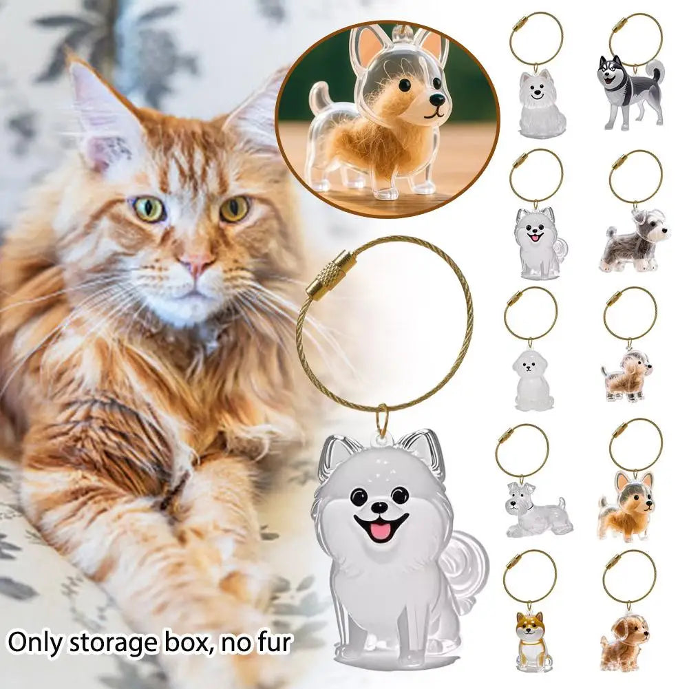 Dog Hair Storage Memorial Keepsake Pendant Backpack Keychain Pet Hair Fur Capsule Key Pendant Transparent Fur Collection Box
