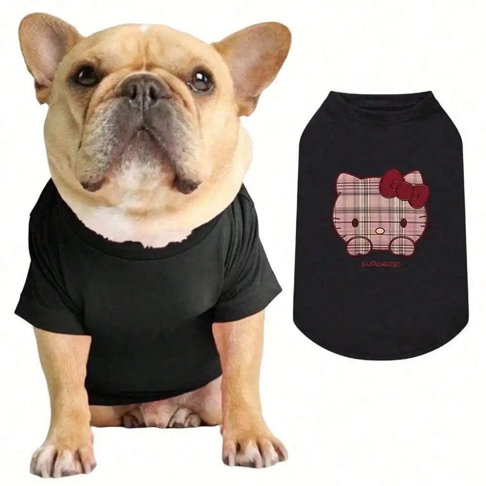 Printed pet T-shirt made of polyester fiber material suitable for indoor and outdoor leisure, entertainment cat and dog clothing