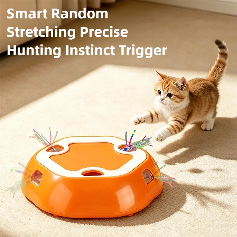 Electric Pet Retractable Plate Cat Exercise Energy Whack-a-Mole Multi-Hole Retractable Cat Teasing Boredom Relief Toy