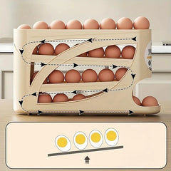 Egg storage box – Stable plastic, 4-layer automatic dispenser for refrigerator organization