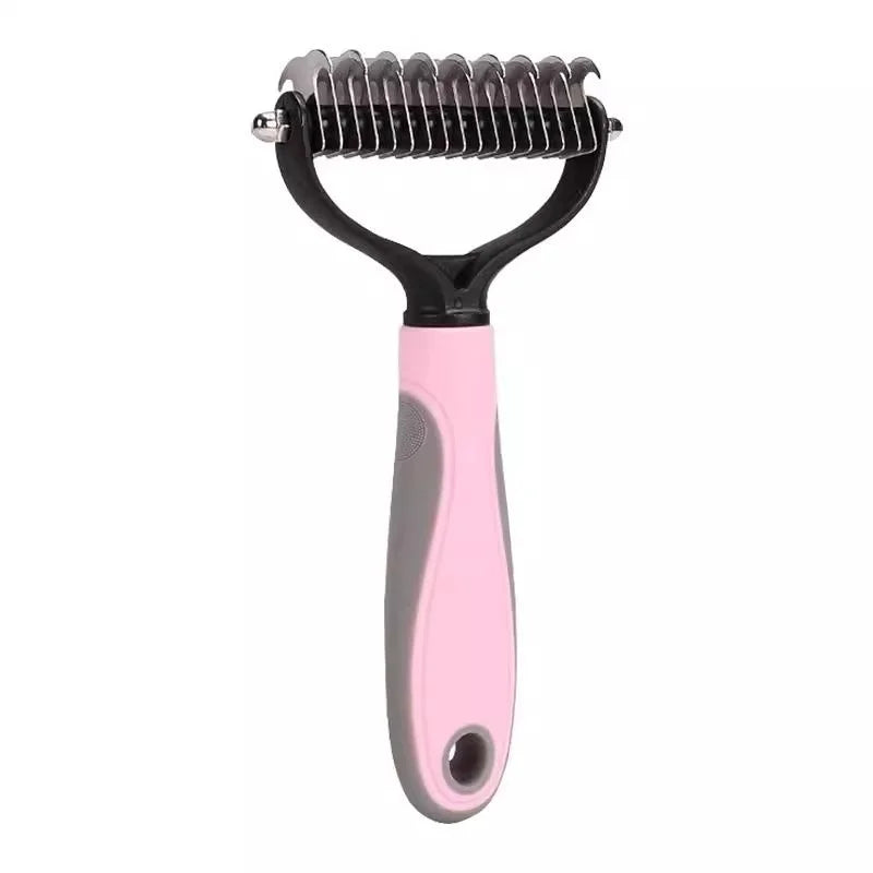 Double Sided Pet Deshedding Brush Stainless Steel Dog Comb Grooming Tool for Shedding And Dematting - Effective Pet Care