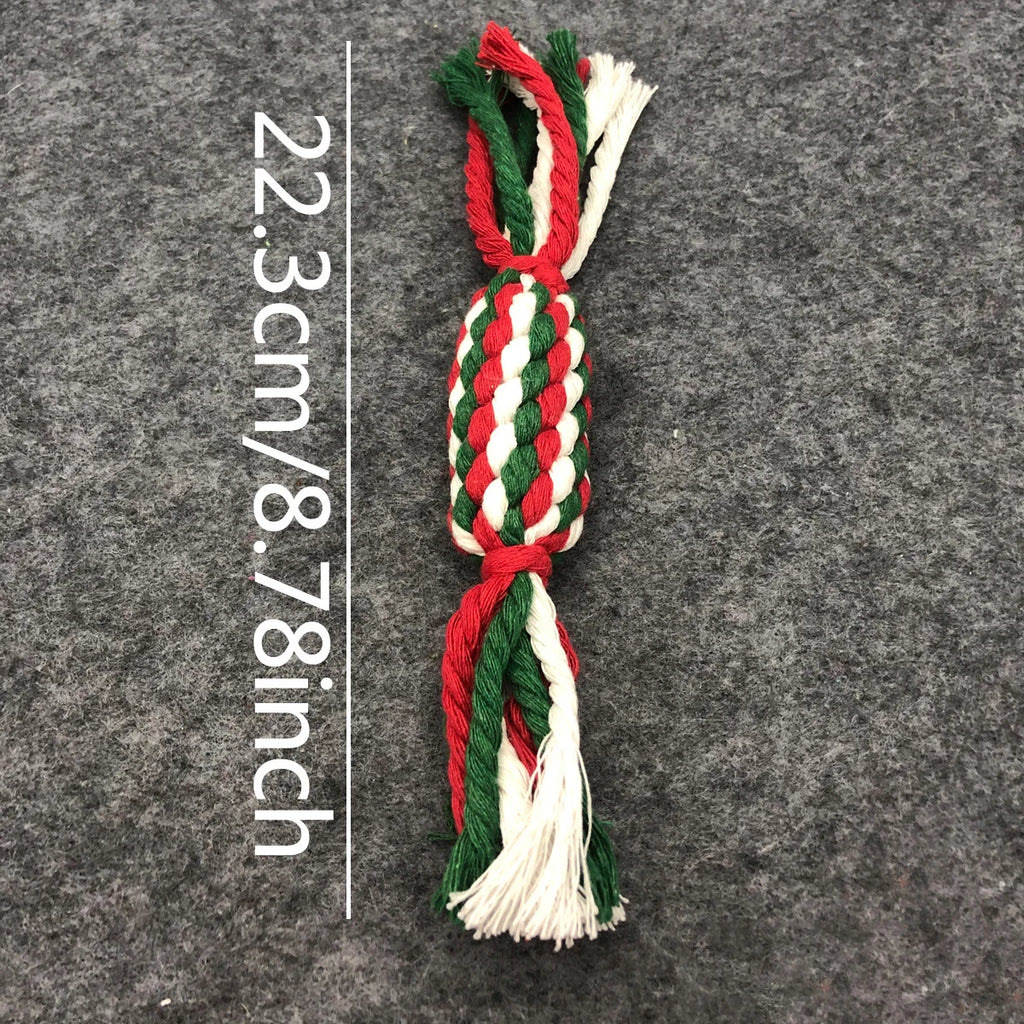 Christmas Pet Cotton Rope Cane Toy Set Bite-resistant Molar Interactive Dog Toy Teeth Clean Festive Toy For Small Medium Dogs