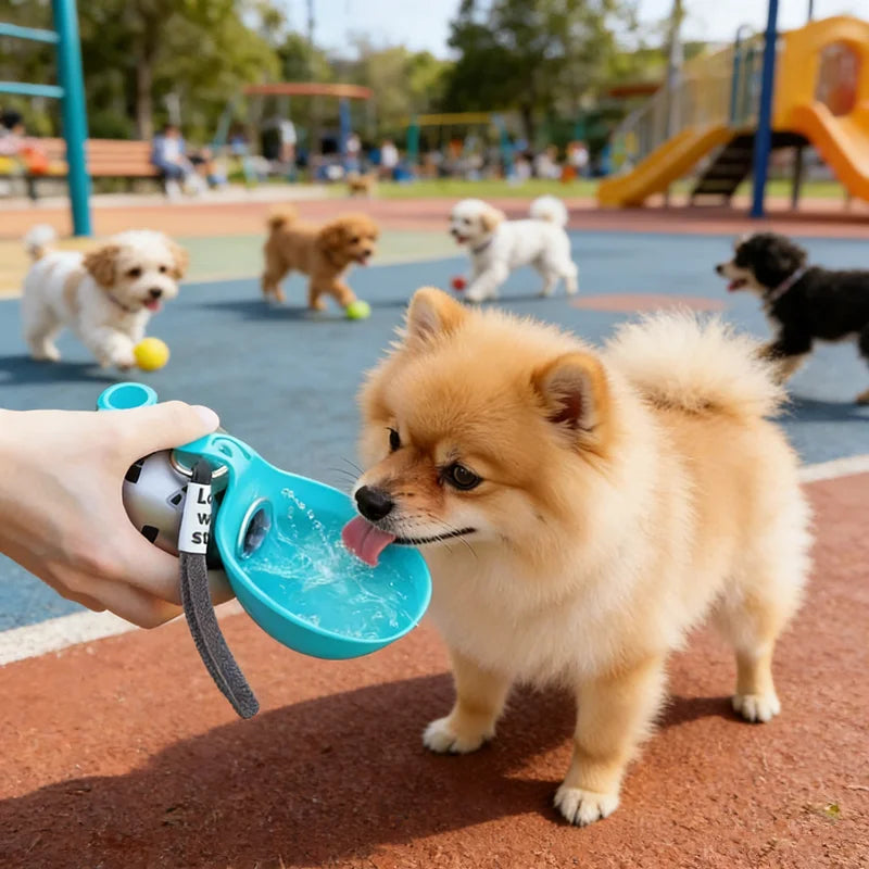 Pet Stainless Steel Foldable Spherical Water Bottle Portable Dog Bowl Suitable for Outdoor Use