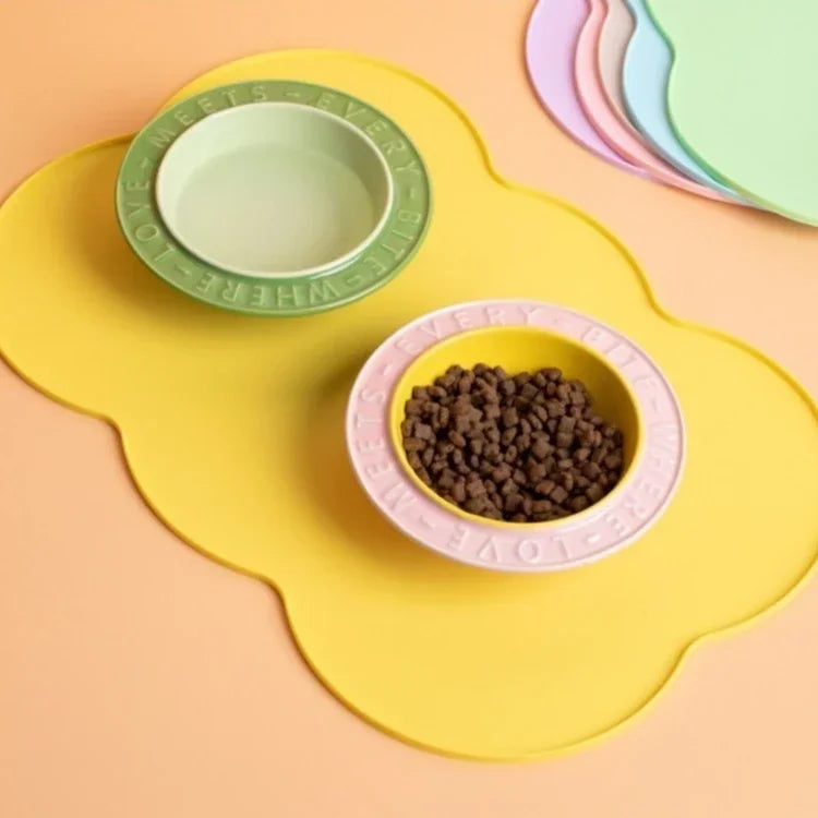 Pet Food Mat Pet Waterproof Mat Dog Cat Bowl Mat Silicone Non-slip Pet Feeding Mat Leak-proof Dog Eating Bowl Tray Cushion