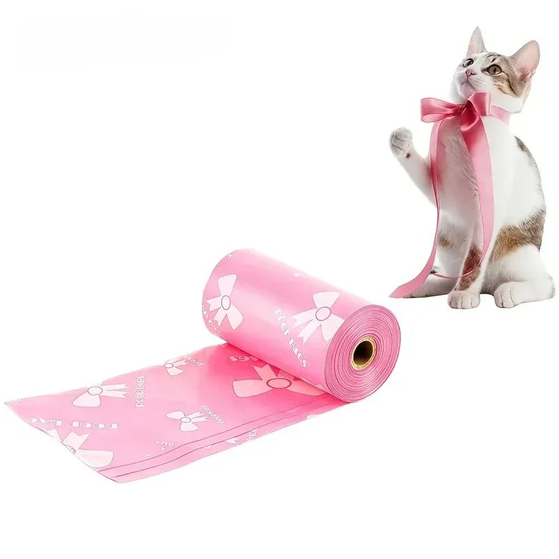 10pcs Extra Thick Dog Poop Bags, Leakproof Trash Bags with Unique Patterns, Pink & White, Durable Pet Waste Disposal Bags