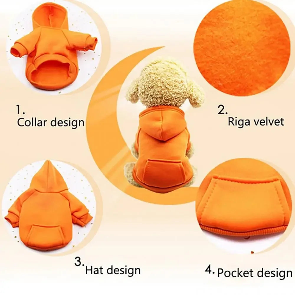 Cotton Hooded Dog Sweatshirt with Pocket