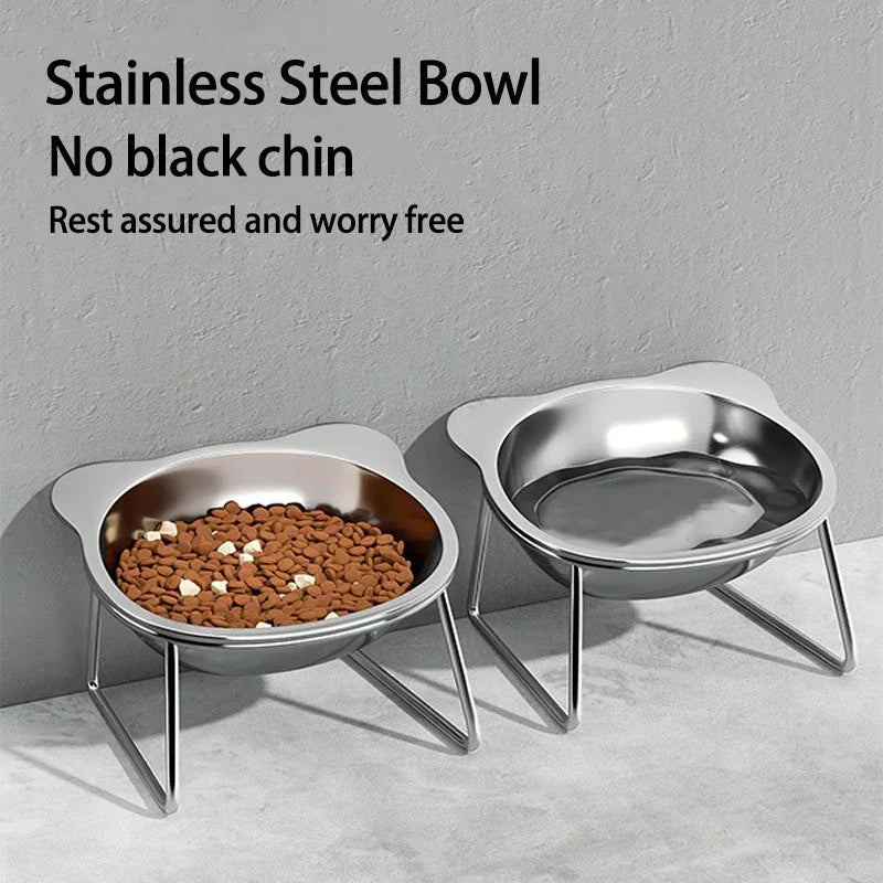 Stainless Steel Cat Bowl with Raised Metal Stand