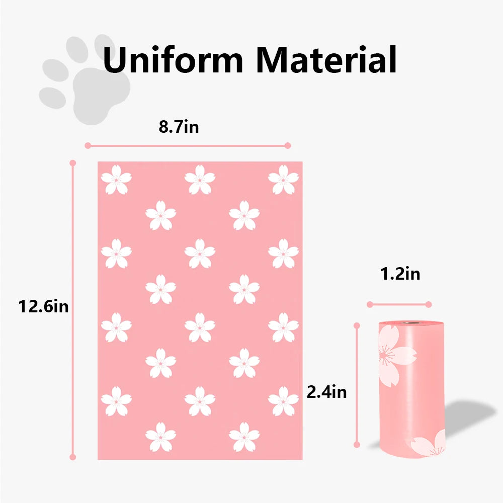 Photodegradable Thick Dog Poop Bag with Floral Fragrance, Environmentally Friendly Pet Feces Garbage Bag with Dispenser