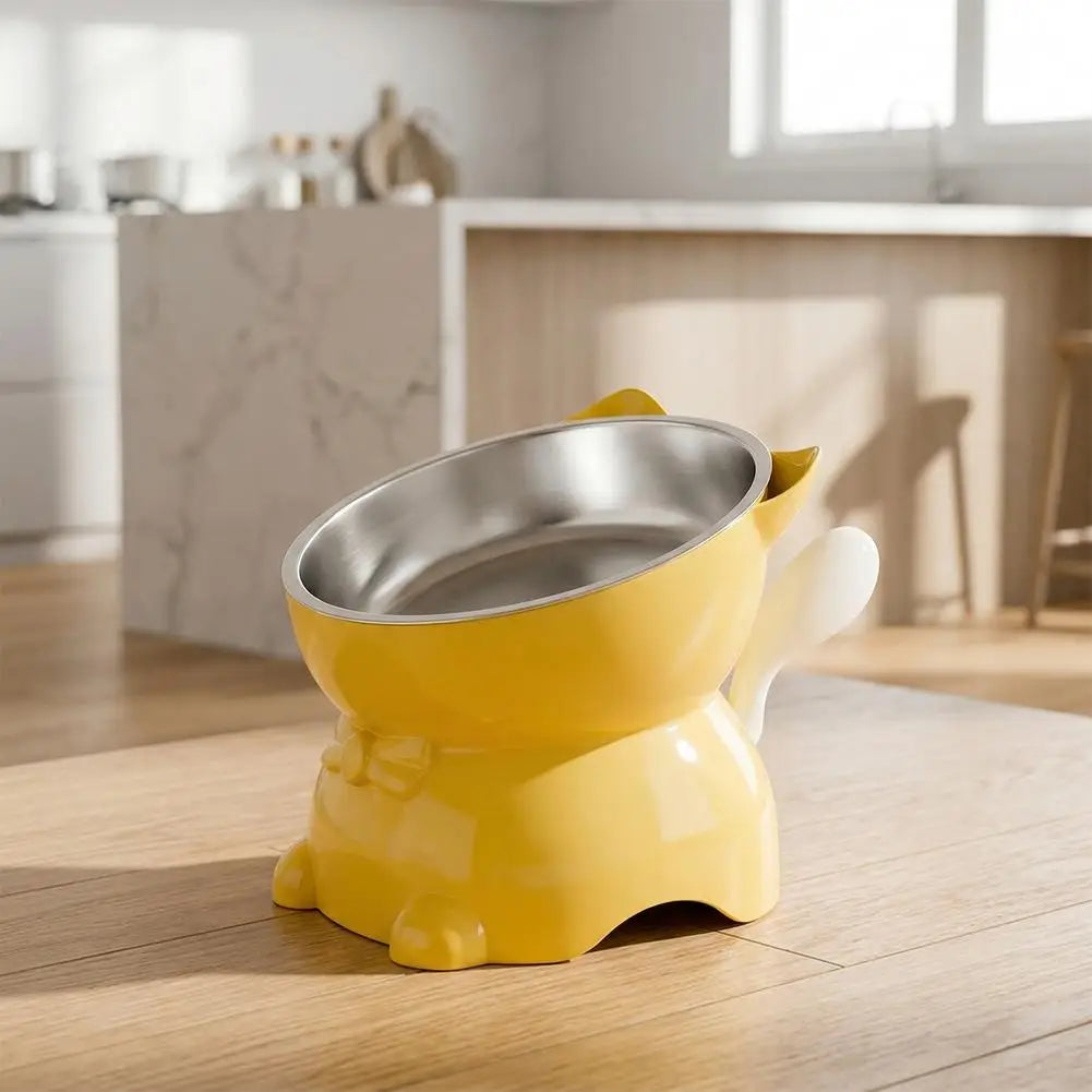 Tilted Cat Bowl with Cute Cat-Ear Stand