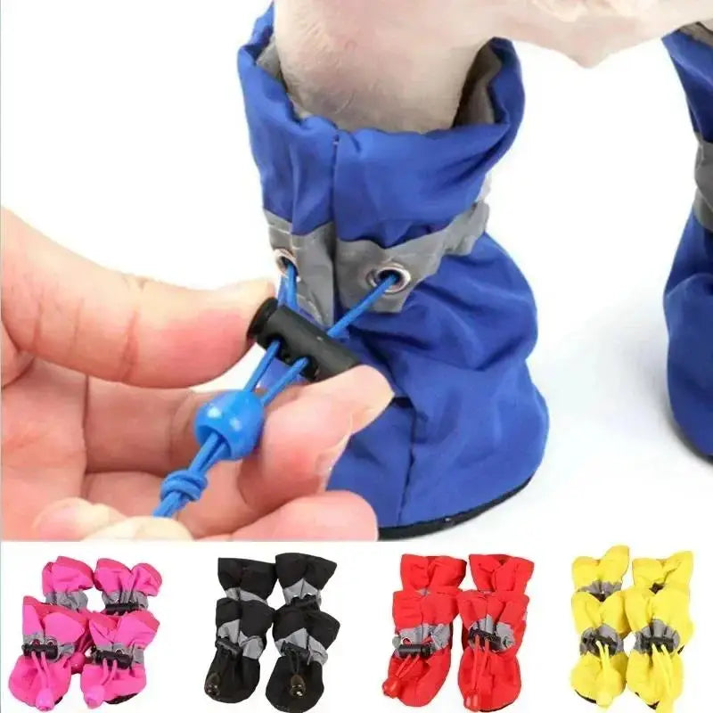 Flexible Silicone Rain Boots for Small Dogs, Set of 4