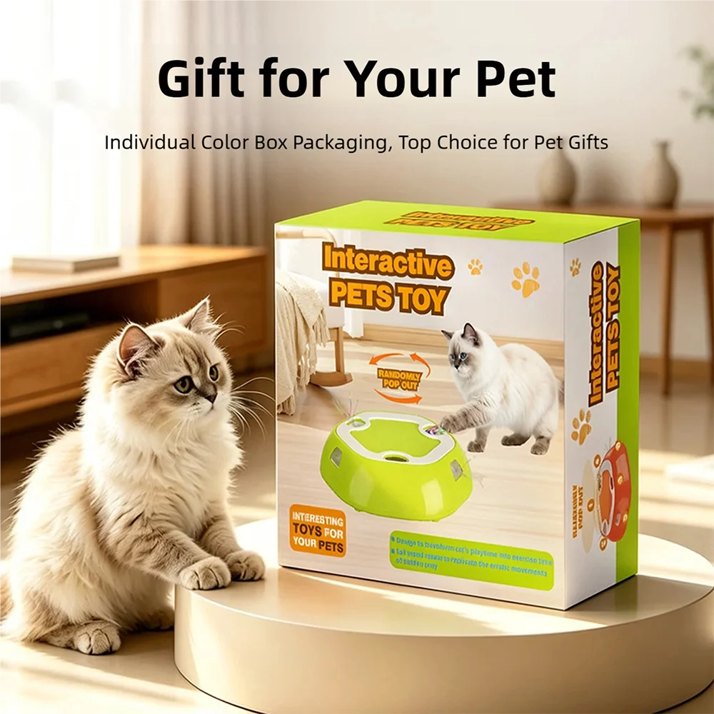 Electric Pet Retractable Plate Cat Exercise Energy Whack-a-Mole Multi-Hole Retractable Cat Teasing Boredom Relief Toy