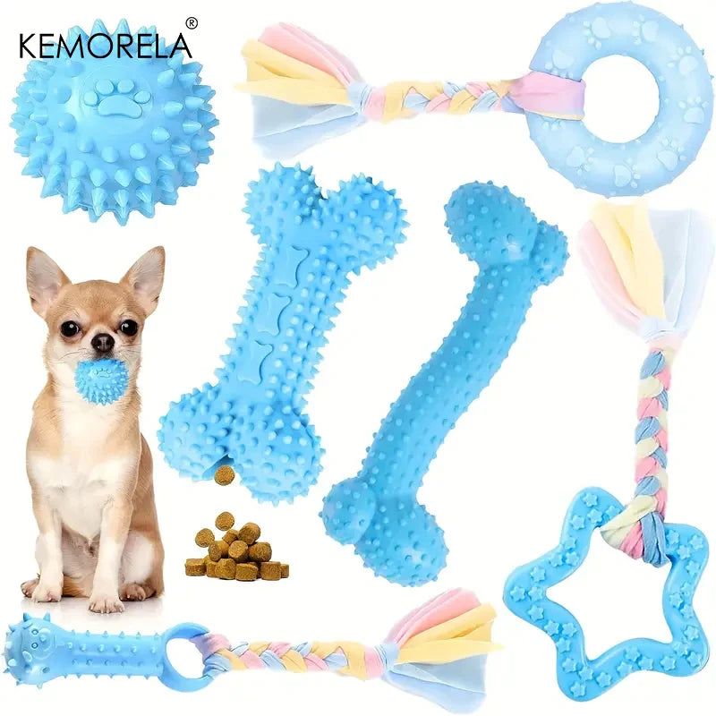 6-Piece Dog Chew Toy Gift Set with Bone, Ball & Donut