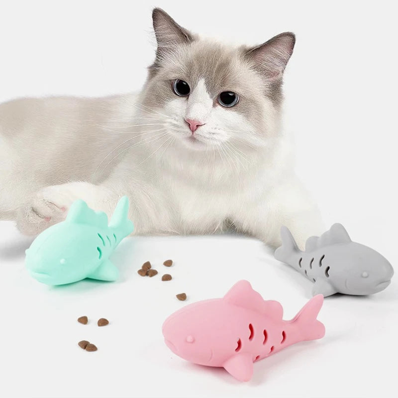 Cat Interactive Chew Toy Pet Food Leakage Simulated Fish Bite-resistant Kitten Toy Teeth Grinding Chewing Cat Toy Supplies