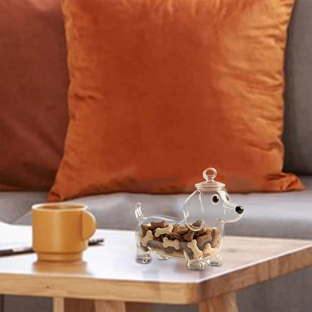 Dachshund Glass Treat Jar with Lid