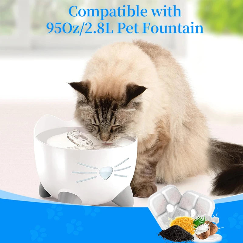 6/12/18/24PCS Activated Carbon Replacement Filters For Pet Automatic Drinking Fountain Battery Operated Cat Water Fountain