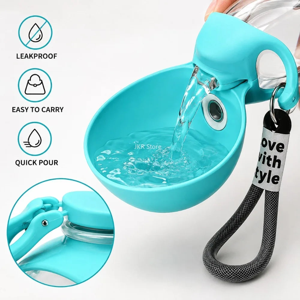 Dog Travel Water Bottle with Cup-Style Drinking Bowl