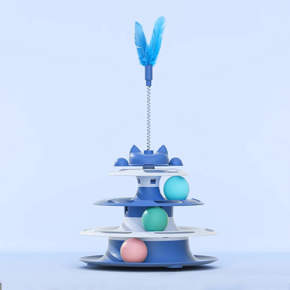 Cat Turntable Ball Track Toy with Teaser Wand