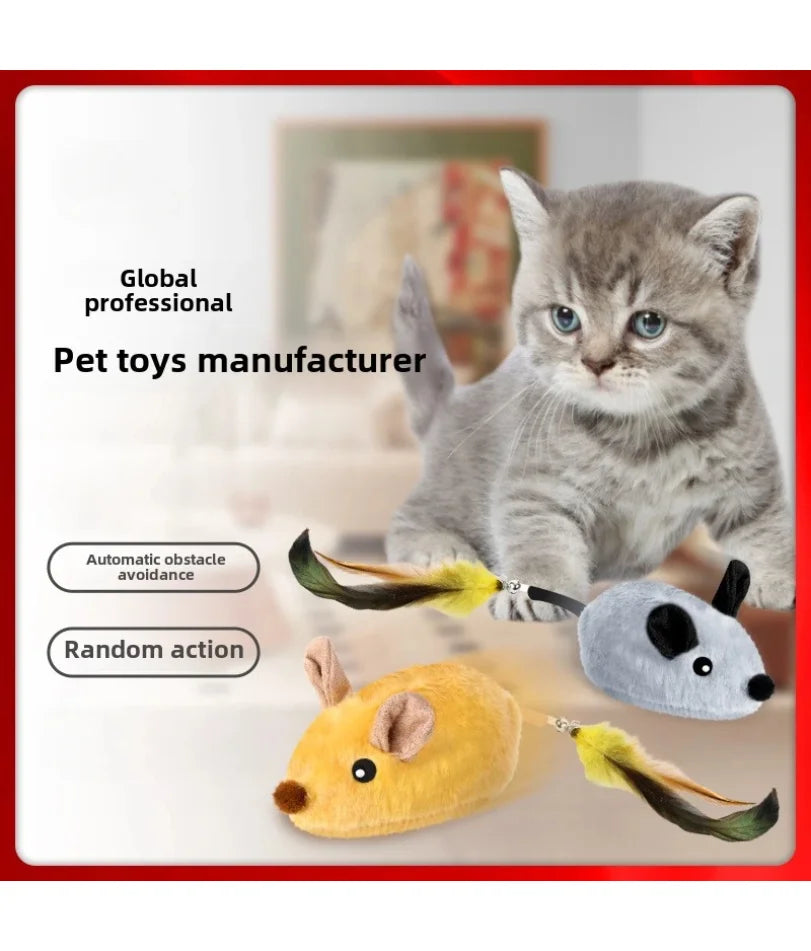 Automatic Sensing Moving Mouse Interactive Cat Toys Electronic Remote Squeaky Cat Toy For Kitten USB Rechargeable Pet Plush Toy