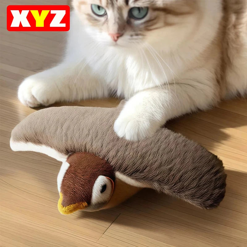 Flying Bird Cat Toy Interactive Cat Toys Rechargeable Chirping Flapping Bird(no Flying) Can Add Catnip Touch Activated Plush Toy