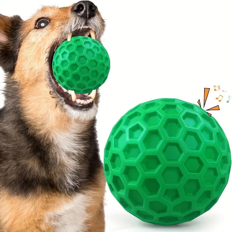 Hexagonal Natural Rubber Squeaky Ball Dog Toy