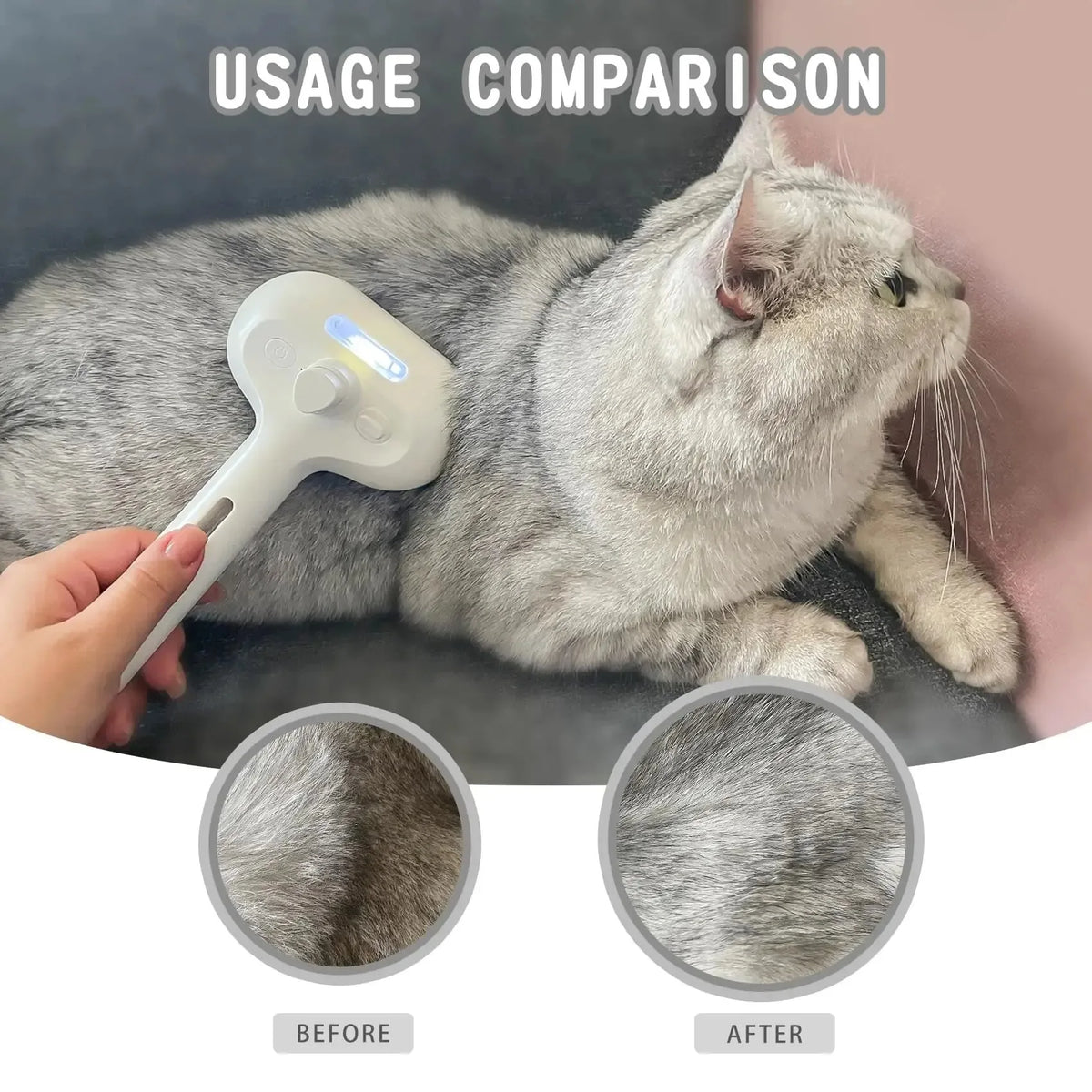 Electric Steam Spray Anti-Tangle Brush for Dogs & Cats
