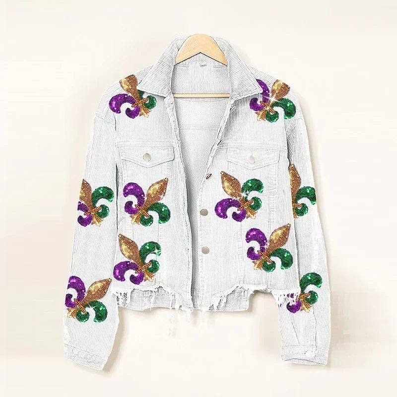 Fleur Sequin Corduroy Coat