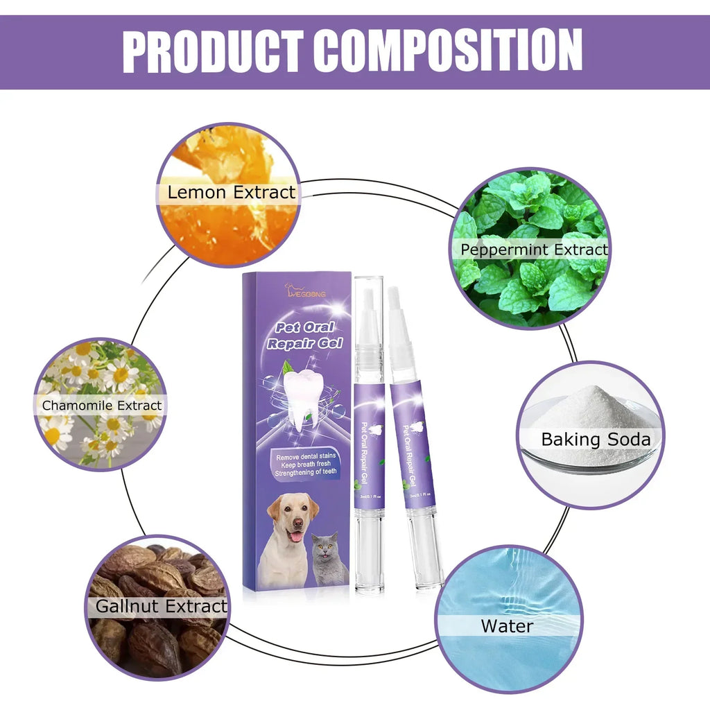 Pet Oral Care Gel for Dogs Cats Deep Cleaning Teeth Stain Remover Fresh Breath Dental Hygiene Plaque Control Water Additive