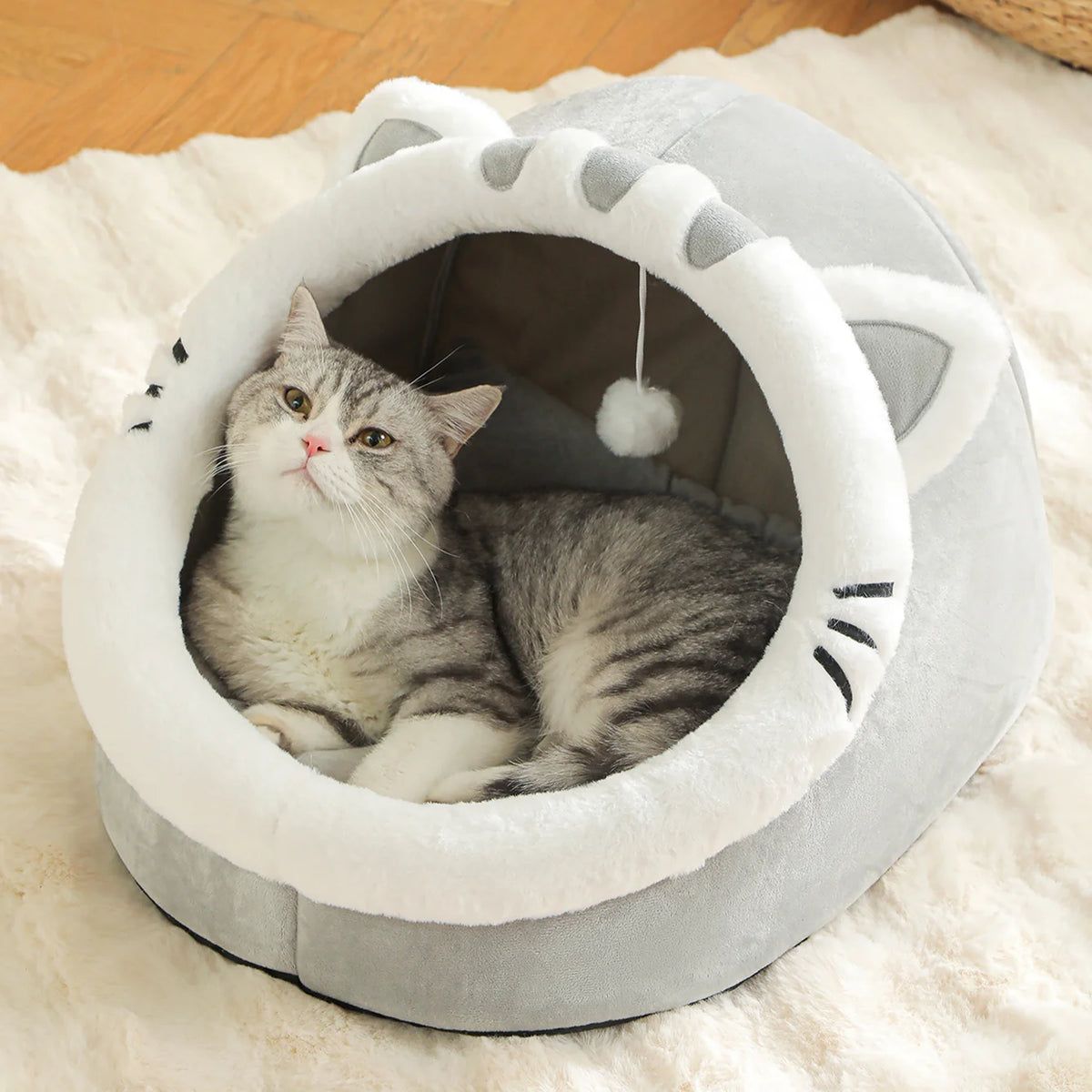 Plush Cat Tent Bed for Cats & Small Puppies, S–L