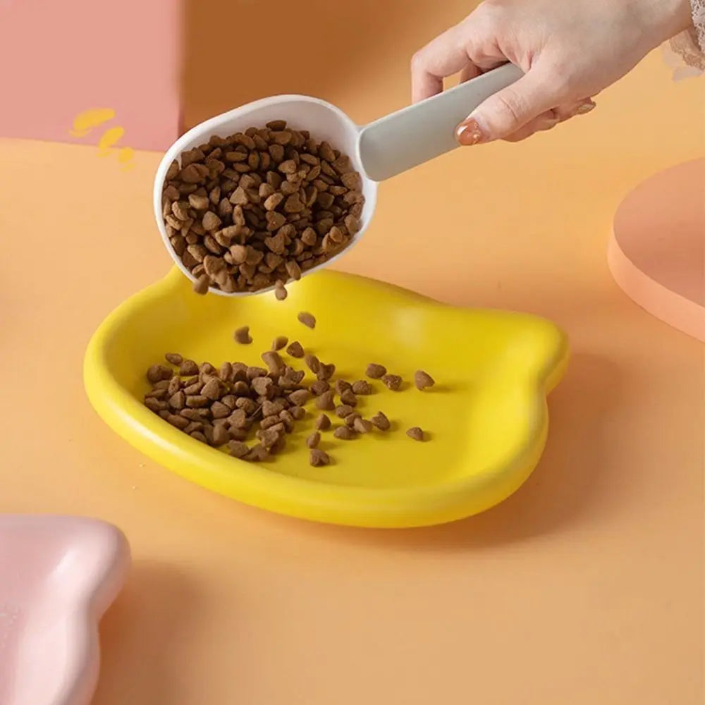 1/4pcs Cute Cat Shape Cat Bowl Plastic Anti-Fall Flip Cat Food Bowl Non-slip Pet Food Dish Pet Feeding