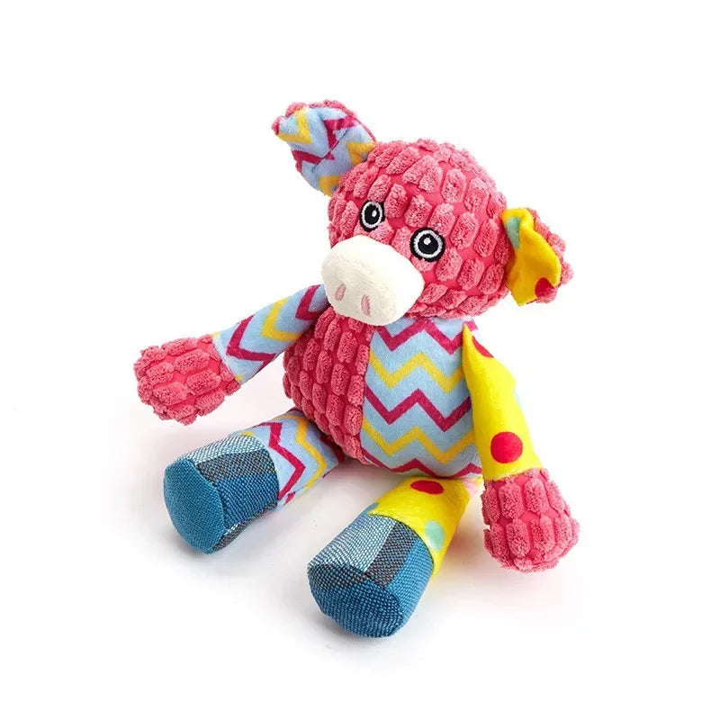 Interactive Plush Dog Toy with Squeaker Bite Resistant Animal Design Teeth Cleaning Grinding for Pet Supplies Squeaky Plush Toys