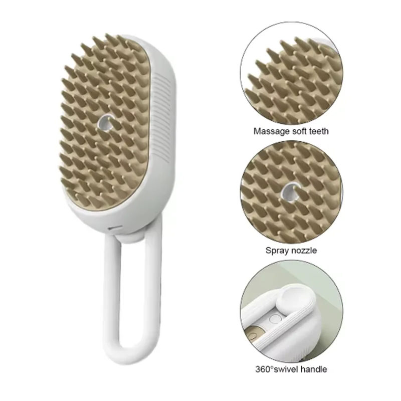 Cat Pet Beauty Produc Spray Massage Brush One Button Steam Spray Folding Rotatable Floating Hair Bath Hair Removal Brush Comb