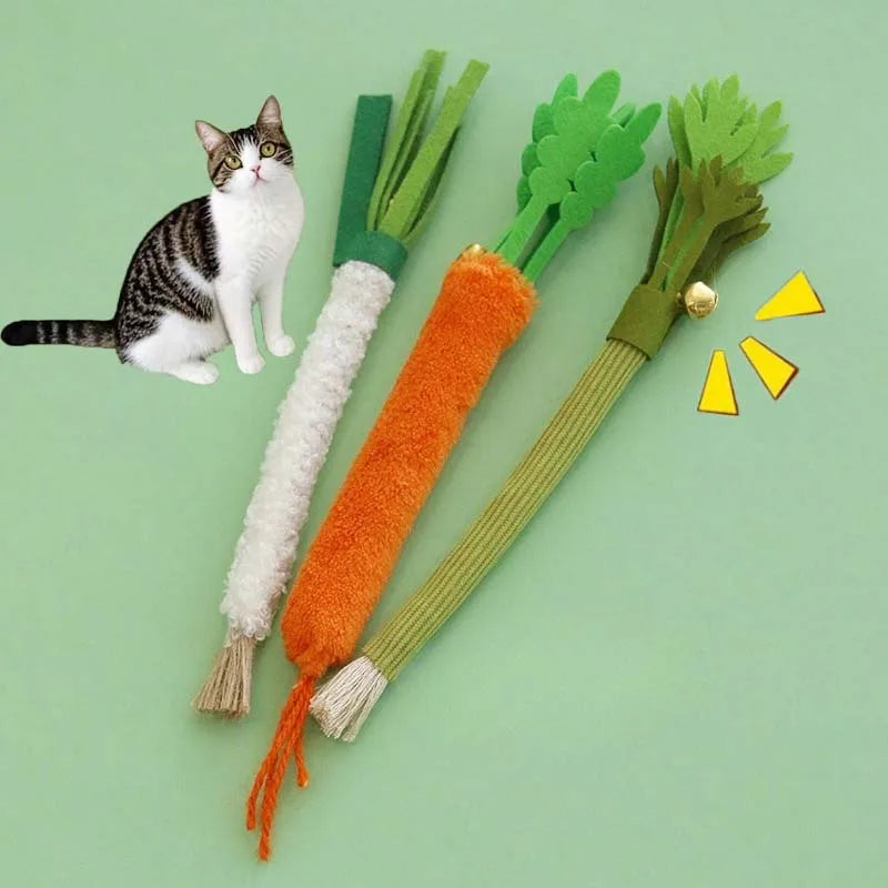 Cat Chew Toy Teasing Stick Squeaky Bell Chew-resistant Kitten Toy Teeth Grinding Interactive Training Cat Toy