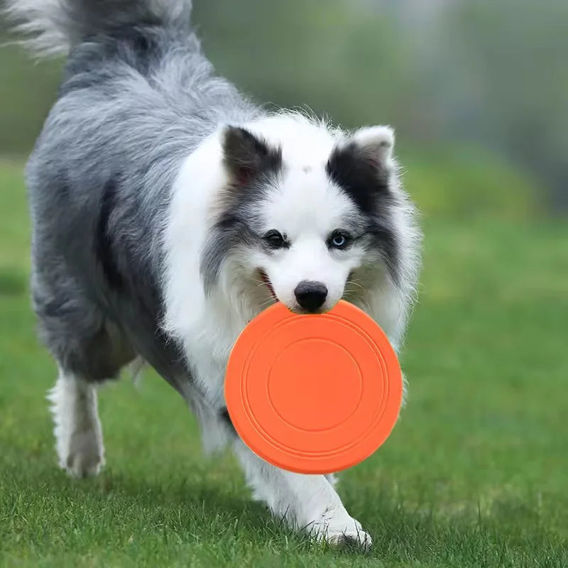Chewable Pet Training Durable Frisbee Toy Tear Resistant Soft Rubber Flying Disc For Dogs Exercise Play Fetch Training Supplies