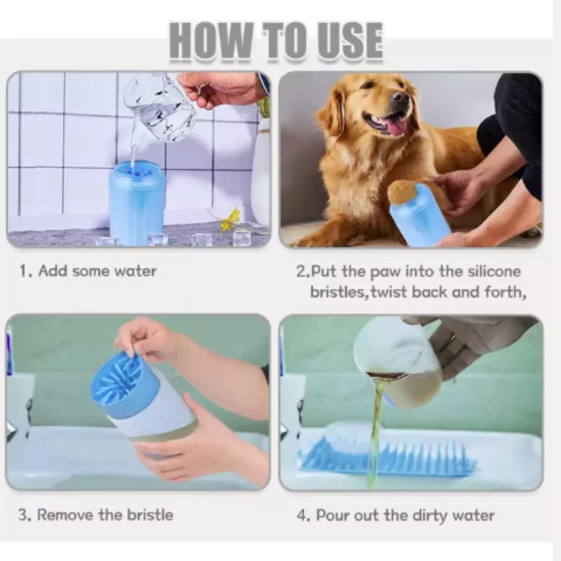 Portable Dog Paw Washer Cup with Silicone Bristles, S–L