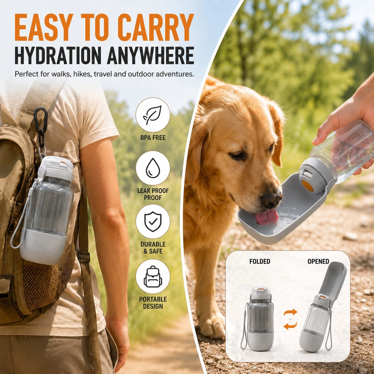 16.9 oz Portable Dog Water Bottle for Small & Large Dogs