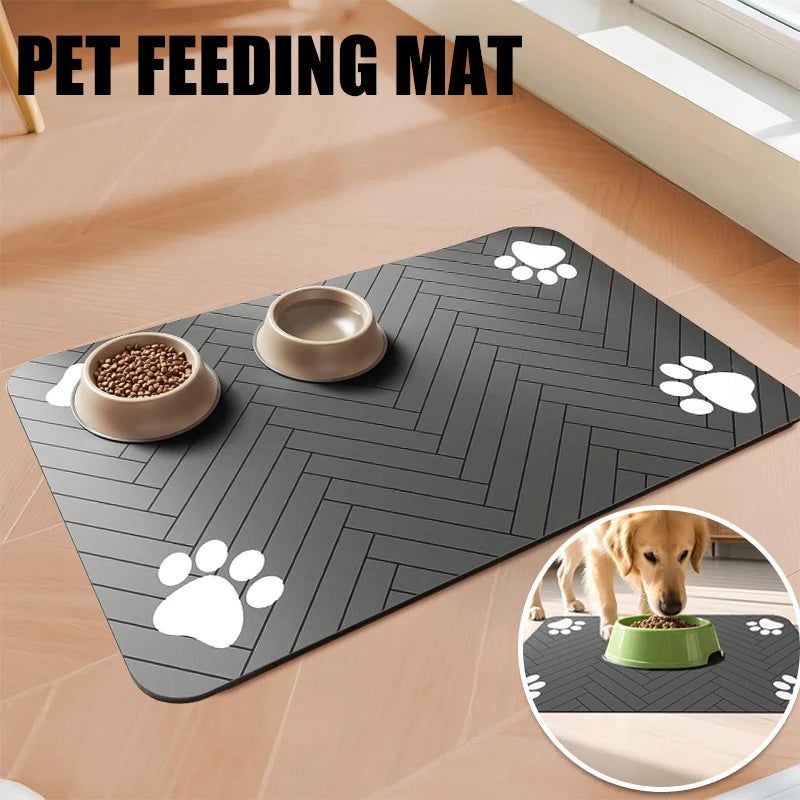 Pet Feeding Mat-Absorbent Pet Placemat for Food and Water Bowl with Waterproof Rubber Backing Quick Dry Water Mat for Dog Cat